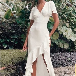 Lulus white satin dress size small